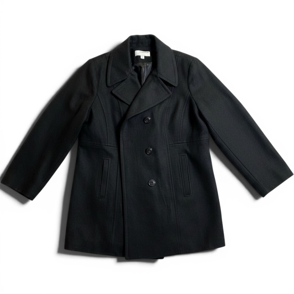 Anne Klein Womens XXL Black Wool Blend Double Breasted Peacoat Jacket RN 79675
